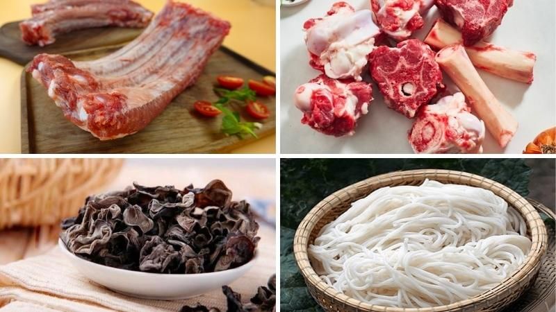 Ảnh 2: Những nguyên liệu cơ bản cần chuẩn bị cho món bún mọc