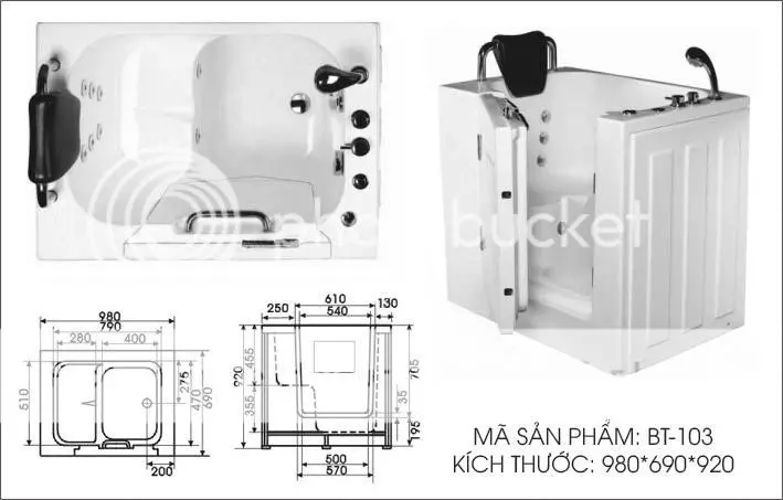 Bồn tắm massage người cao tuổi BT-103 | Công ty Viên Mỹ chuyên cung cấp