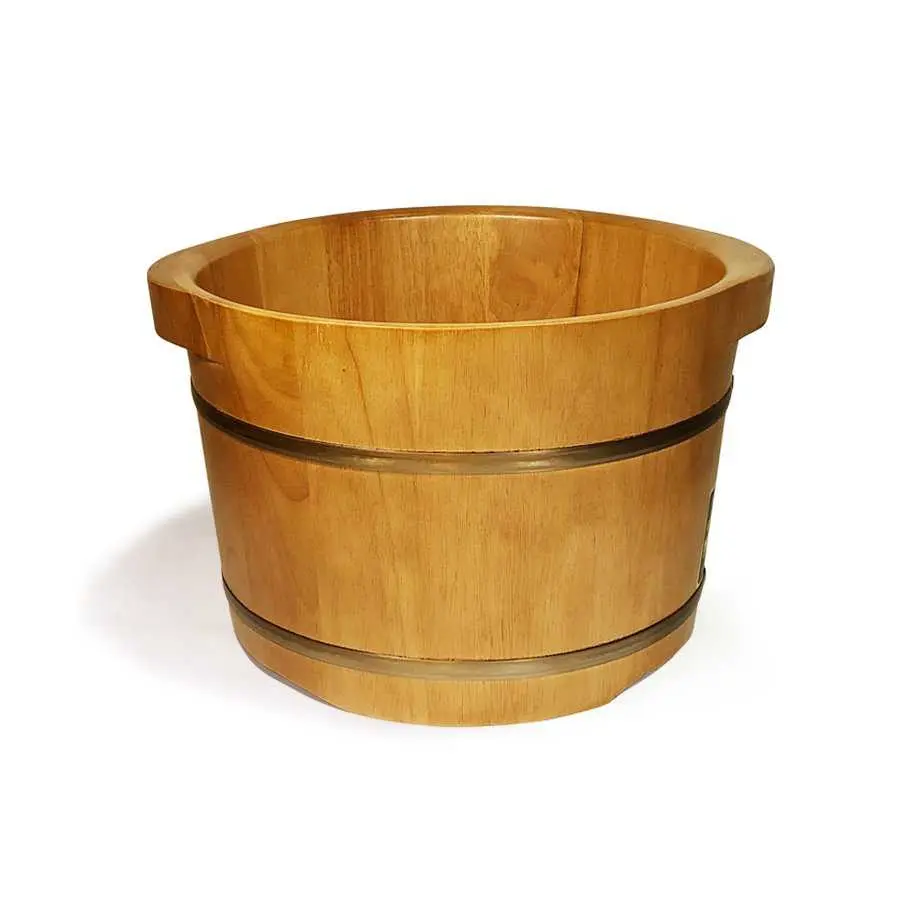 Chậu gỗ bách ngâm chân bóng (Có bo viền)