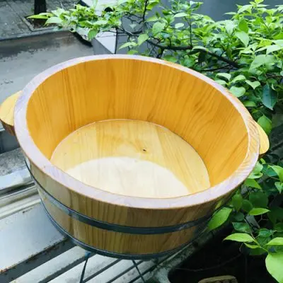 Chậu gỗ ngâm chân bóng