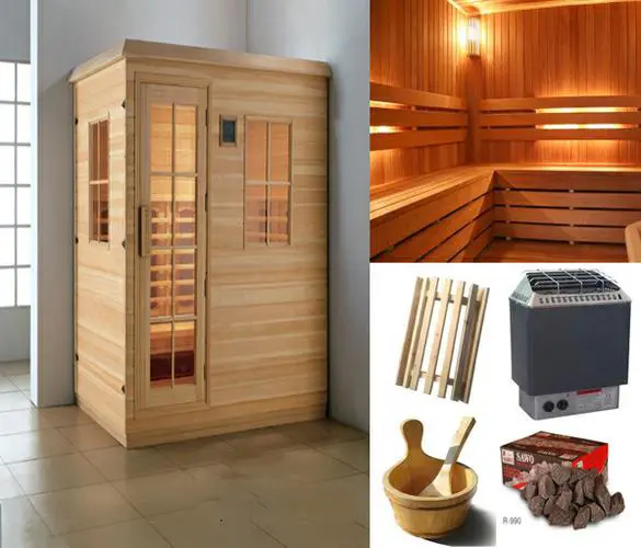 Phòng xông hơi ướt composite ốp gỗ 2 người